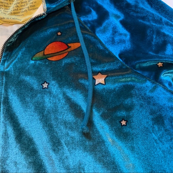 *SOLD* Aviator Nation Galaxy Velvet Hoodie Teal L - Picture 7 of 12